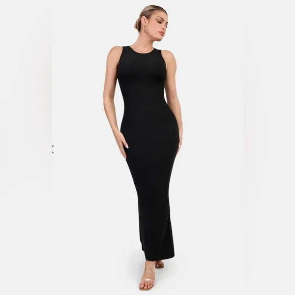 NWT Shapewear Modal Sleeveless Crew Neck Slimming Maxi Dress - Picture 1 of 11